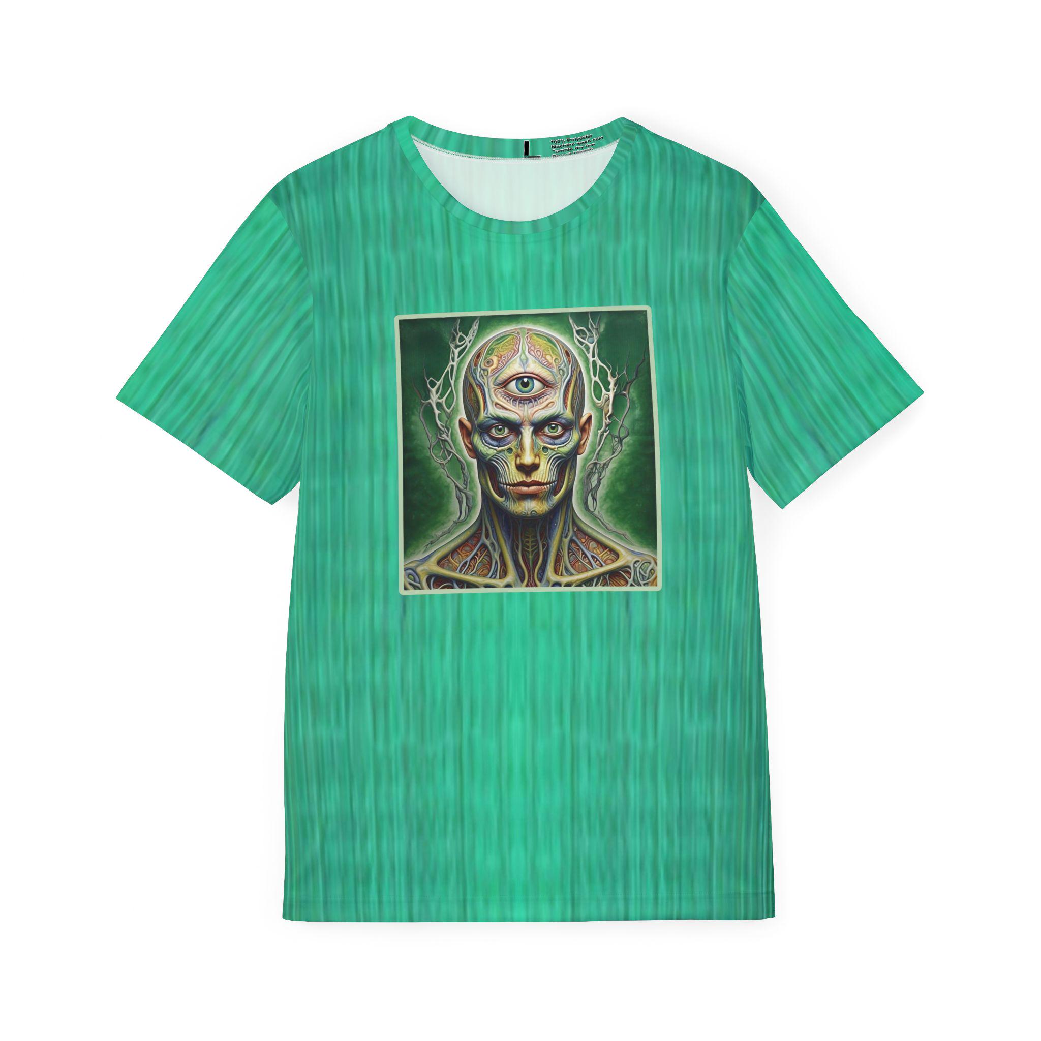 Green Third Eye Person Men&#39;s Sports Jersey, Tool-Inspired Psychedelic Art Clothing, Alex Grey Tee, Trippy Concert Shirt, Music Festival Gear - View 2