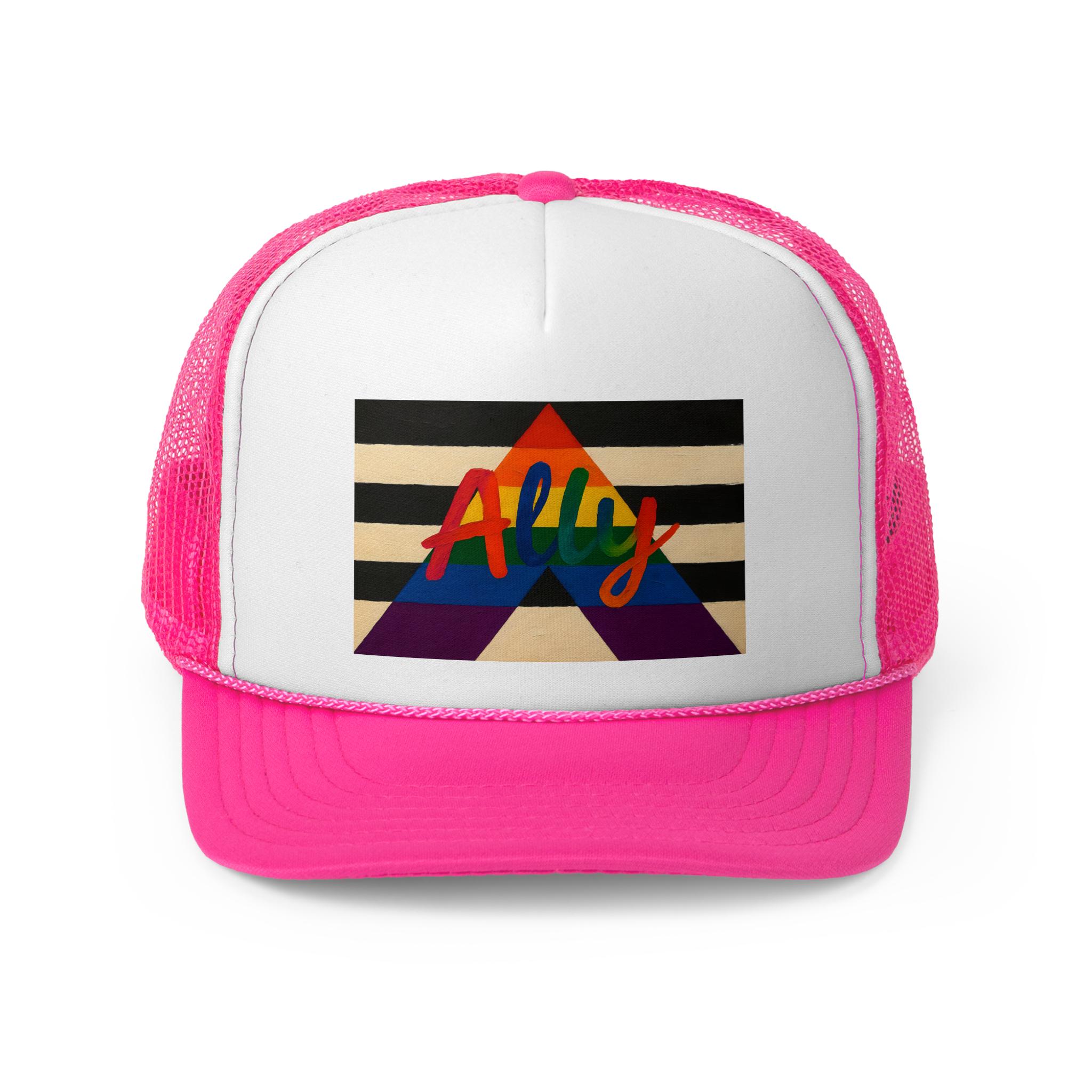 Ally Pride Trucker Cap, LGBTQ+ Pride Hat, Support Love, Straight Ally Flag, Rainbow Pride Month Gift, Painted Brush Style Cap