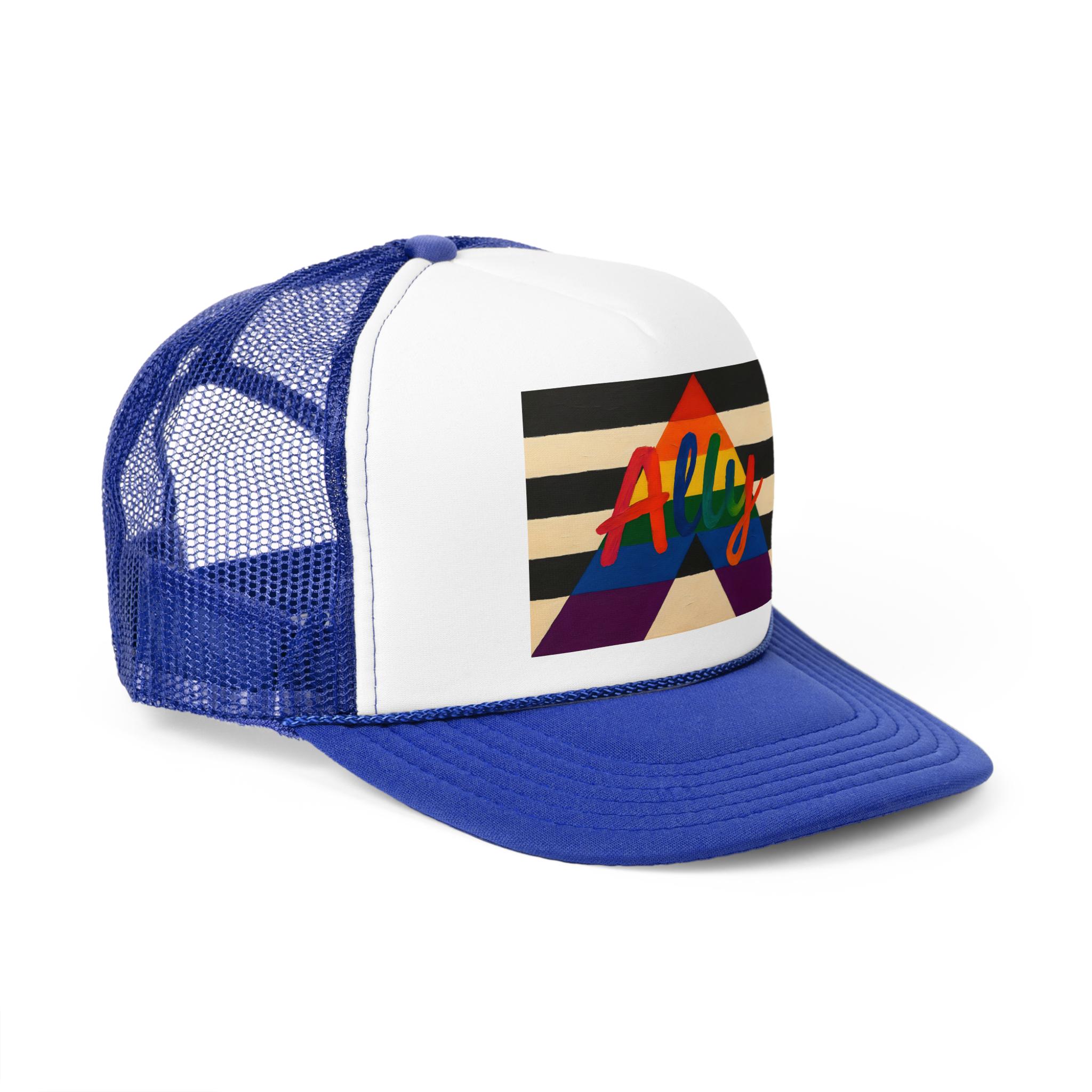 Ally Pride Trucker Cap, LGBTQ+ Pride Hat, Support Love, Straight Ally Flag, Rainbow Pride Month Gift, Painted Brush Style Cap - View 7