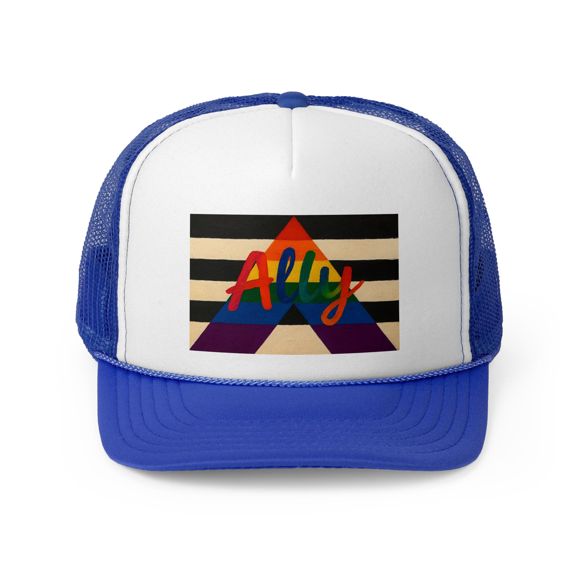 Ally Pride Trucker Cap, LGBTQ+ Pride Hat, Support Love, Straight Ally Flag, Rainbow Pride Month Gift, Painted Brush Style Cap - View 8