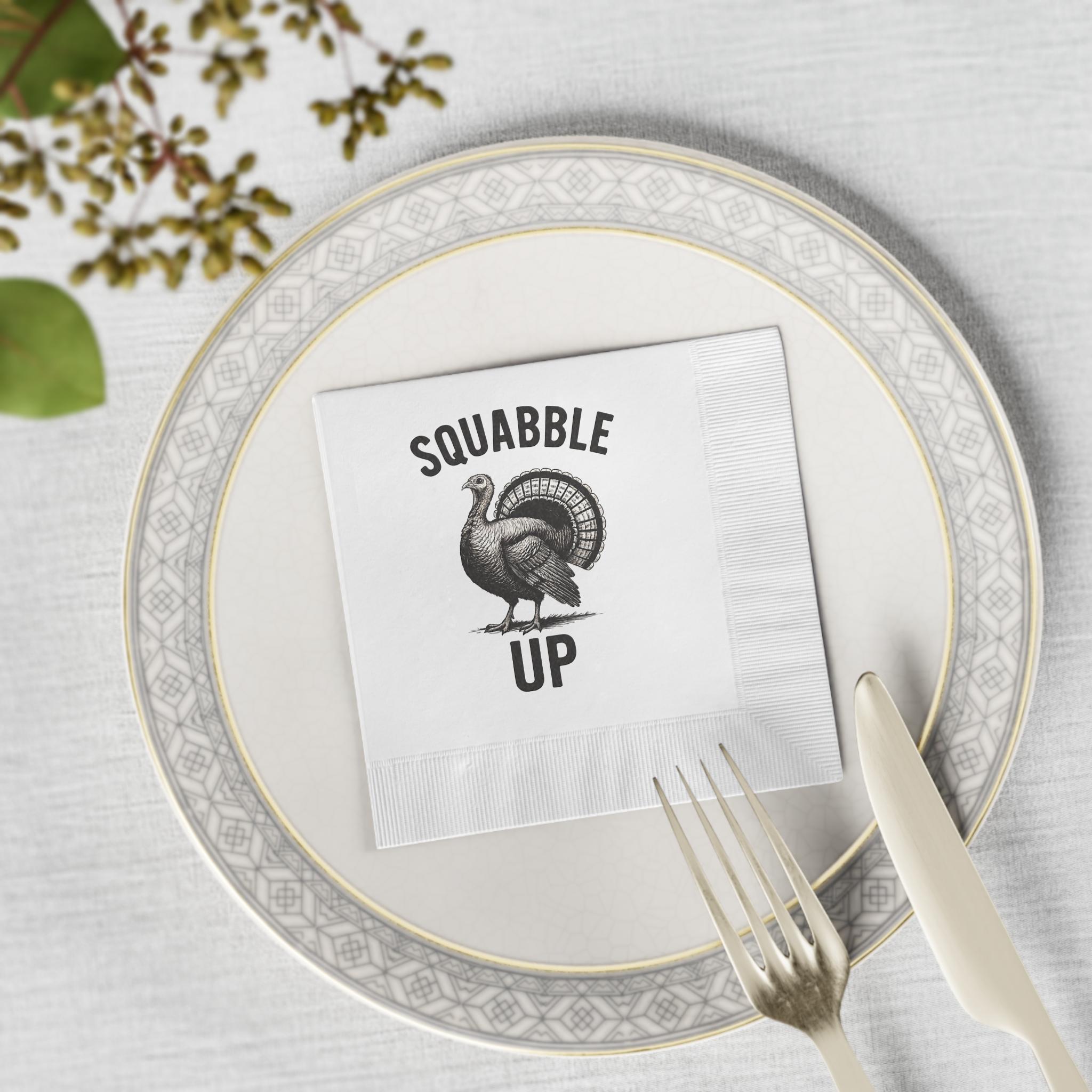 Napkins, Thanksgiving Turkey Design, Squabble Up, Kendrick Lamar, Drake Diss Song, Holiday Table Decor - View 2