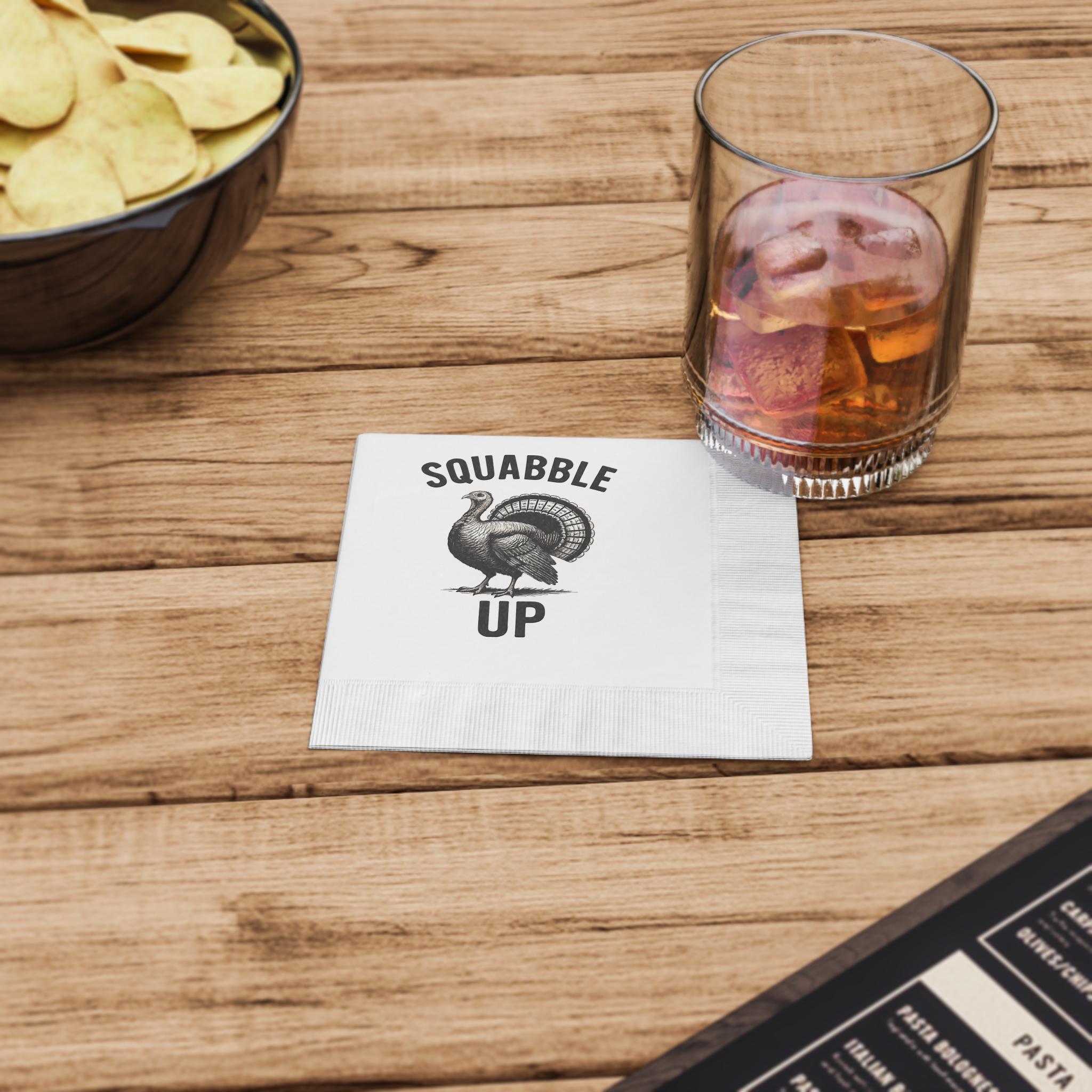 Napkins, Thanksgiving Turkey Design, Squabble Up, Kendrick Lamar, Drake Diss Song, Holiday Table Decor - View 3