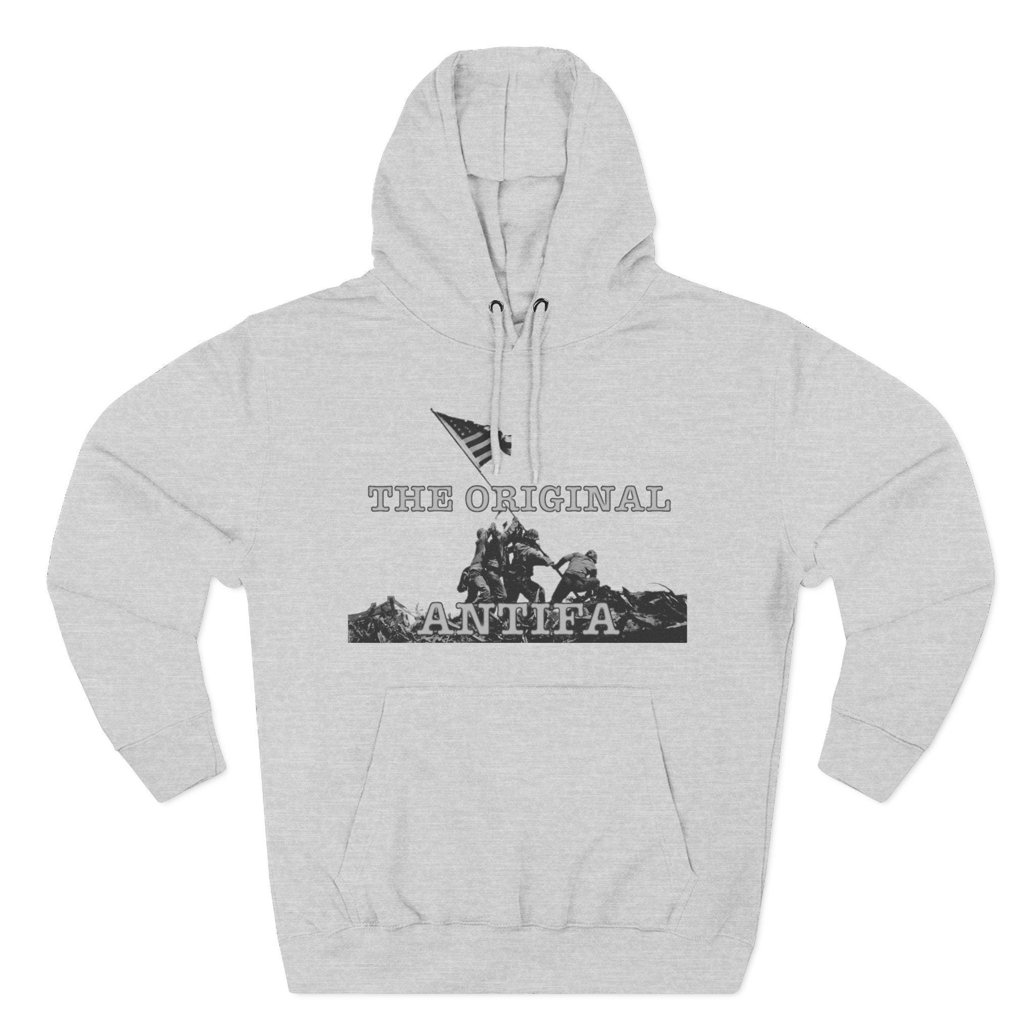 Three-Panel Fleece Hoodie - WWII Iwo Jima Flag Raising - &quot;The Original Antifa&quot; | Patriotic Military History | Veterans Gift Unisex - View 5