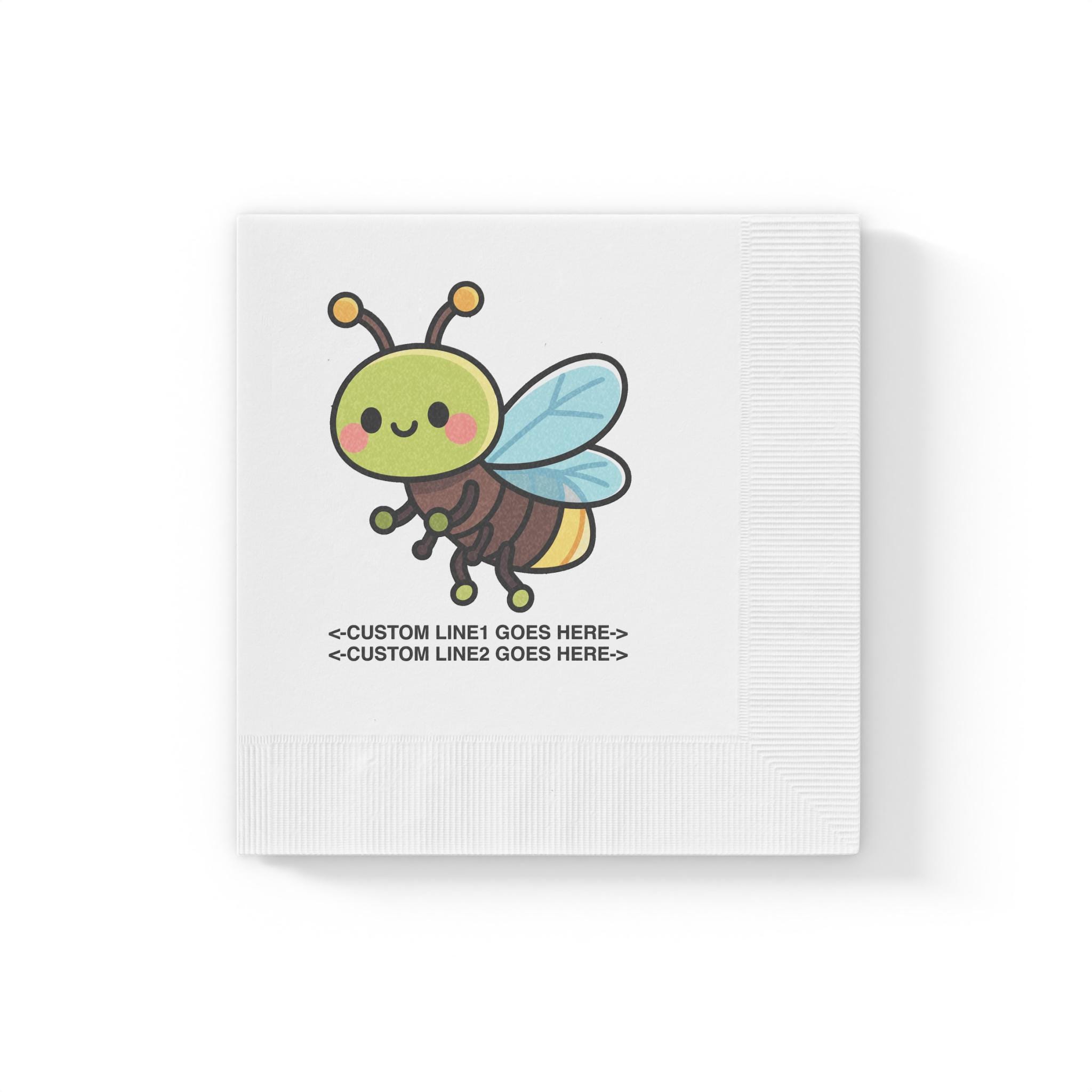 CUSTOM 3ply Napkins, Lightning Bug, Custom Design, Cartoon Firefly - View 2