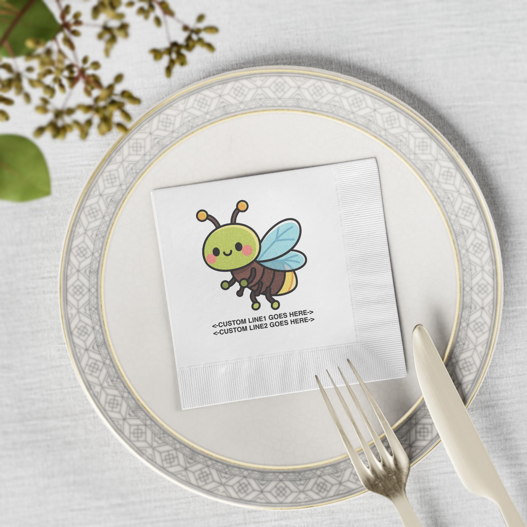 CUSTOM 3ply Napkins, Lightning Bug, Custom Design, Cartoon Firefly